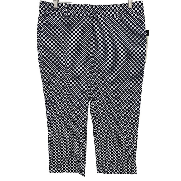 Rafaella Women Classic Fit Pants Size 12 Navy White Stretch Crop Stretch NWT new - Picture 1 of 7